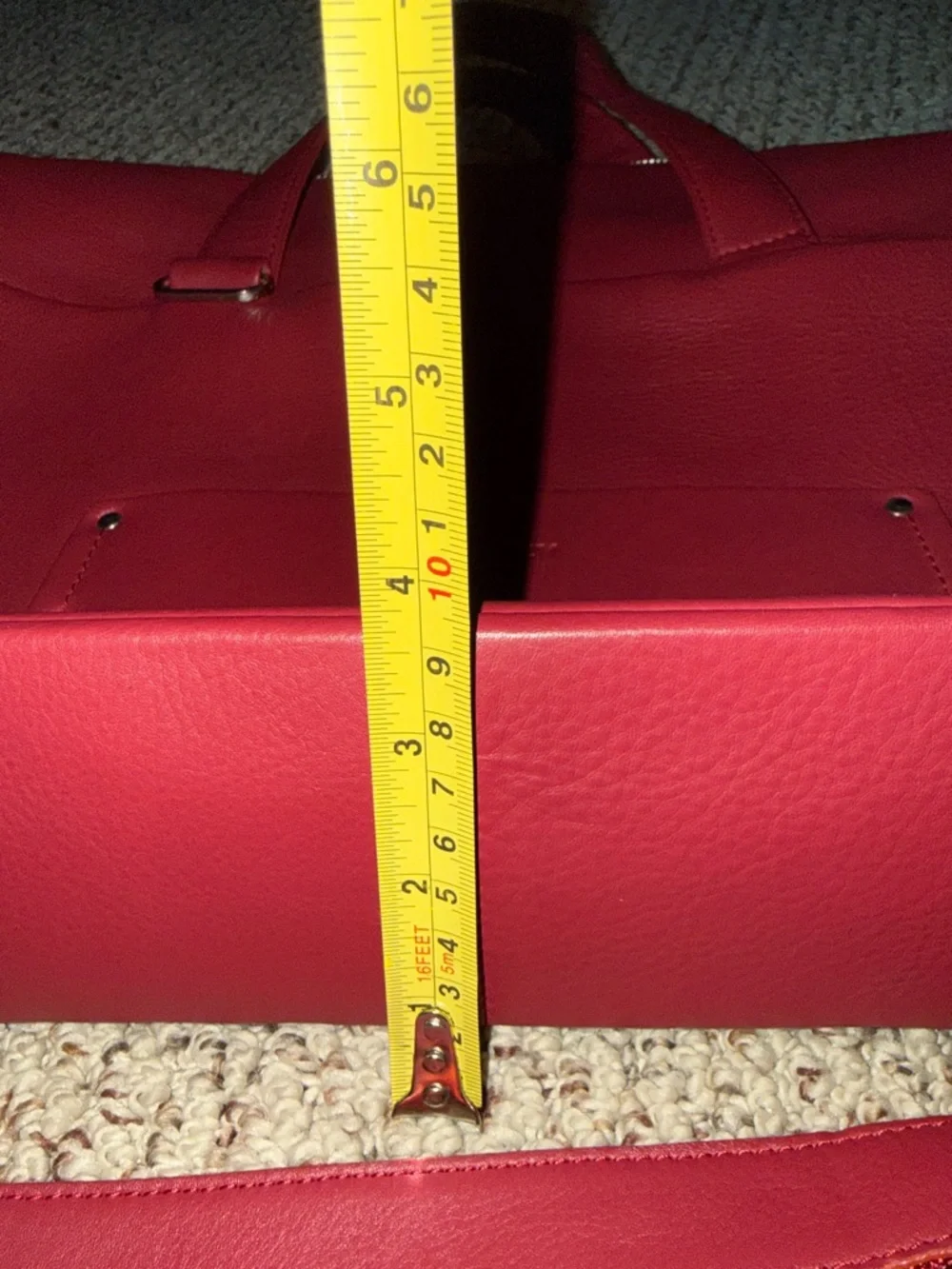 Burgundy/Red Leather Top-Handle Tote with Crossbody Strap